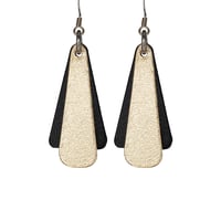 Australian leather earrings - 'Belle'. Gold, black [BGB-808]