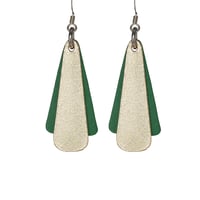 Australian leather earrings - 'Belle'. Gold, emerald green [BGG-817]