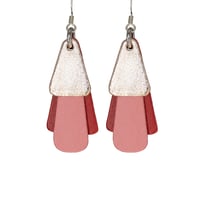 Australian leather earrings - 'Jazz'. Rose gold, warm pink, deep pink [JRP-918]