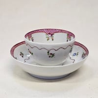 Image 1 of Antique Georgian Newhall Tea Bowl & Saucer, Pattern 173,  c.1790s