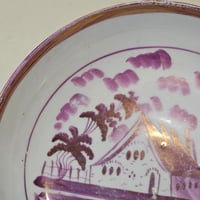 Image 2 of Antique Georgian Pink Sunderland Lustre Saucer c. Early 1800s