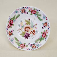 Image 1 of Antique Georgian Hand-Painted Rose & Thistle Saucer