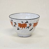 Image 1 of Antique Floral Black & Orange Georgian Tea Bowl, c. Late 18th Century