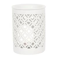 Image 2 of White Matte Lattice Oil Burner and Wax Warmer