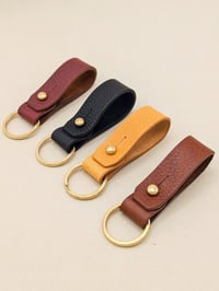 Image 2 of Personalised Looped Leather Keyring & Brass Stud