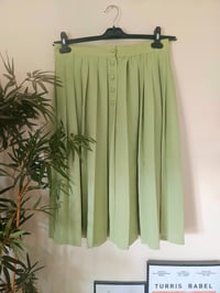 Image 2 of Vintage lime green pleated a-line skirt