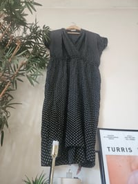 Image 4 of Vintage Black polka dot high waist midi dress 12 - 16