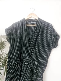 Image 2 of Vintage Black polka dot high waist midi dress 12 - 16