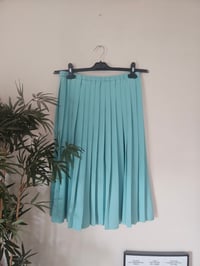 Image 1 of Vintage turquoise blue pleated midi skirt UK 16