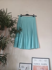 Image 3 of Vintage turquoise blue pleated midi skirt UK 16