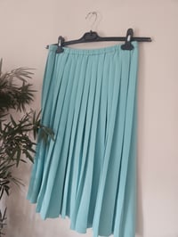 Image 4 of Vintage turquoise blue pleated midi skirt UK 16
