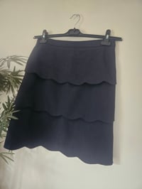 Image 1 of Vintage Navy blue tiered scallop skirt UK 8