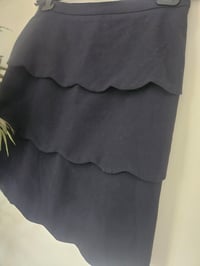 Image 2 of Vintage Navy blue tiered scallop skirt UK 8