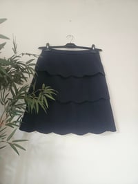 Image 3 of Vintage Navy blue tiered scallop skirt UK 8