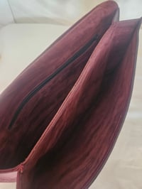 Image 5 of Vintage Burgundy real leather clutch clasp bag 