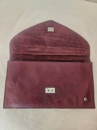 Image 4 of Vintage Burgundy real leather clutch clasp bag 