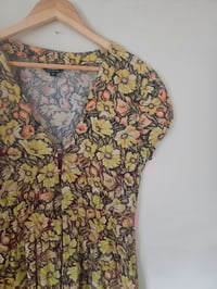 Image 7 of Vintage orange and yellow fitted floral button tea dress UK 10
