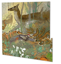 woodpeckers flight - greetings card