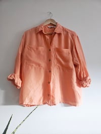 Image 1 of Vintage peach orange delicate silk shirt UK 10