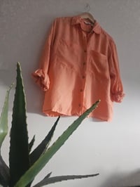 Image 3 of Vintage peach orange delicate silk shirt UK 10