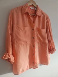 Image 2 of Vintage peach orange delicate silk shirt UK 10