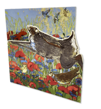 Image 1 of Die-Cut Poppy Meadow Hare Greetings Card