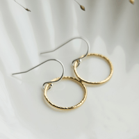 Image 1 of Two toned mixed metal circle earrings