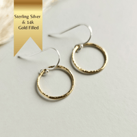 Image 2 of Two toned mixed metal circle earrings