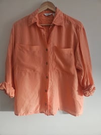 Image 4 of Vintage peach orange delicate silk shirt UK 10