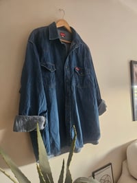 Image 4 of PRISSY VINTAGE Oversized dickies stonewashed blue denim shirt / dress UK 12 14 16 