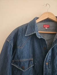 Image 3 of PRISSY VINTAGE Oversized dickies stonewashed blue denim shirt / dress UK 12 14 16 