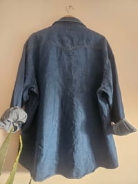 Image 8 of PRISSY VINTAGE Oversized dickies stonewashed blue denim shirt / dress UK 12 14 16 