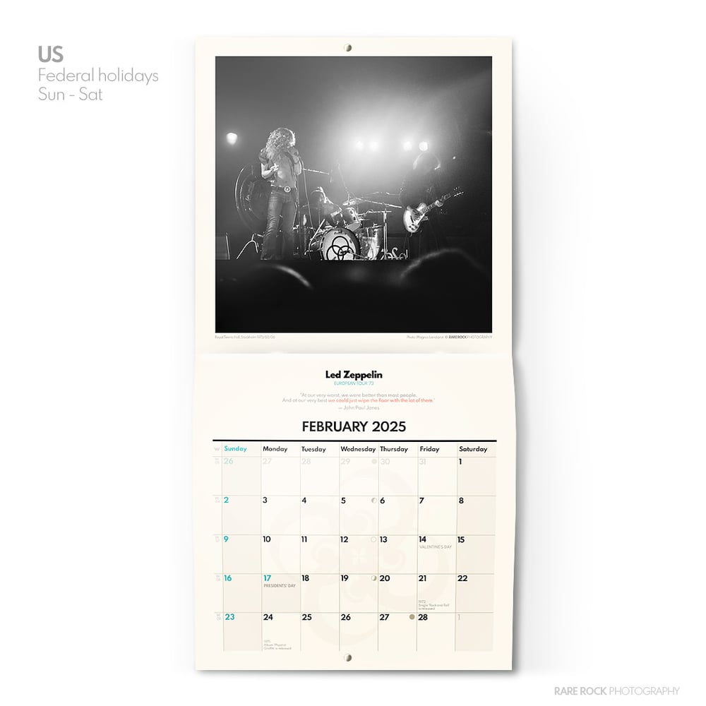 Led Zeppelin 2025 Wall Calendar