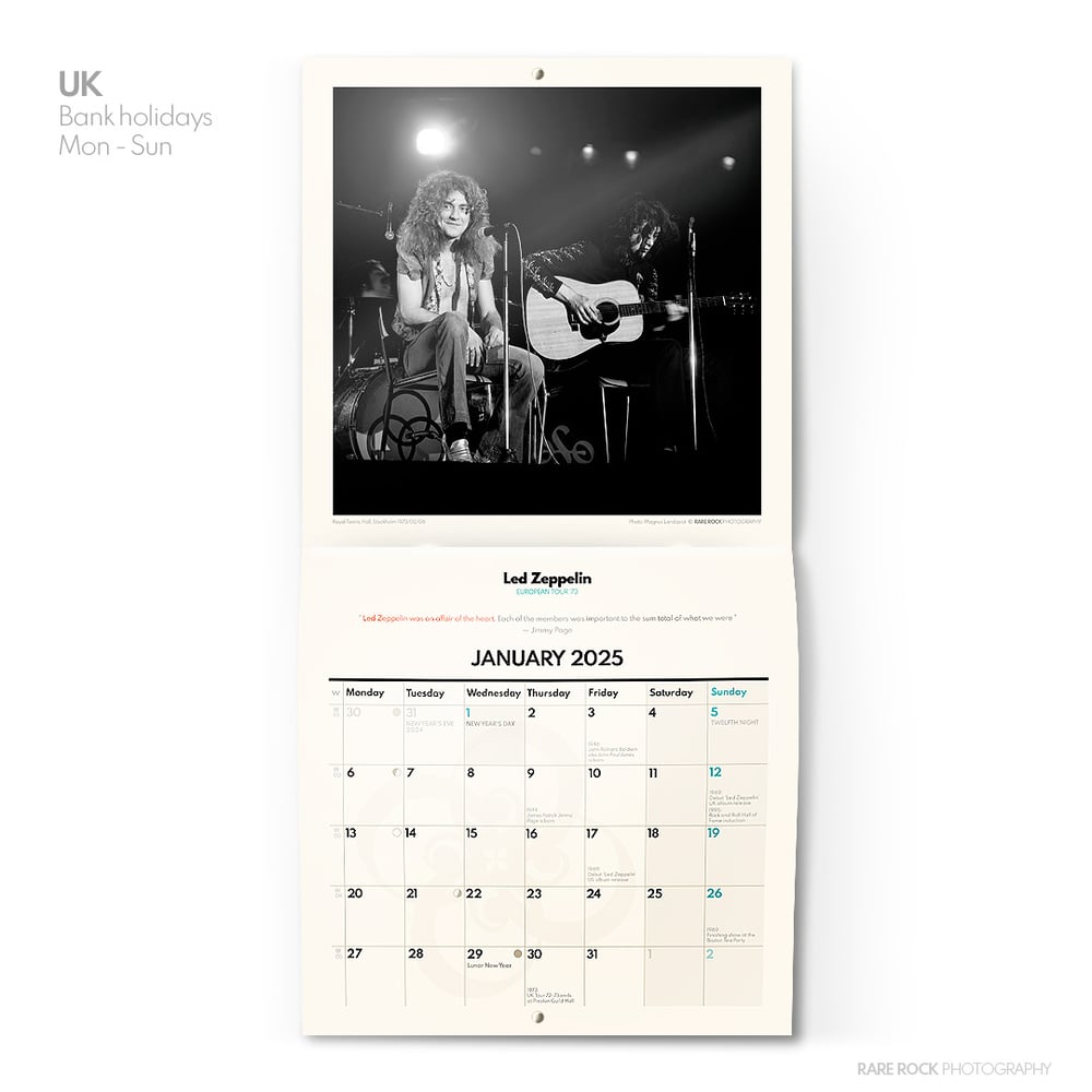 Led Zeppelin 2025 Wall Calendar