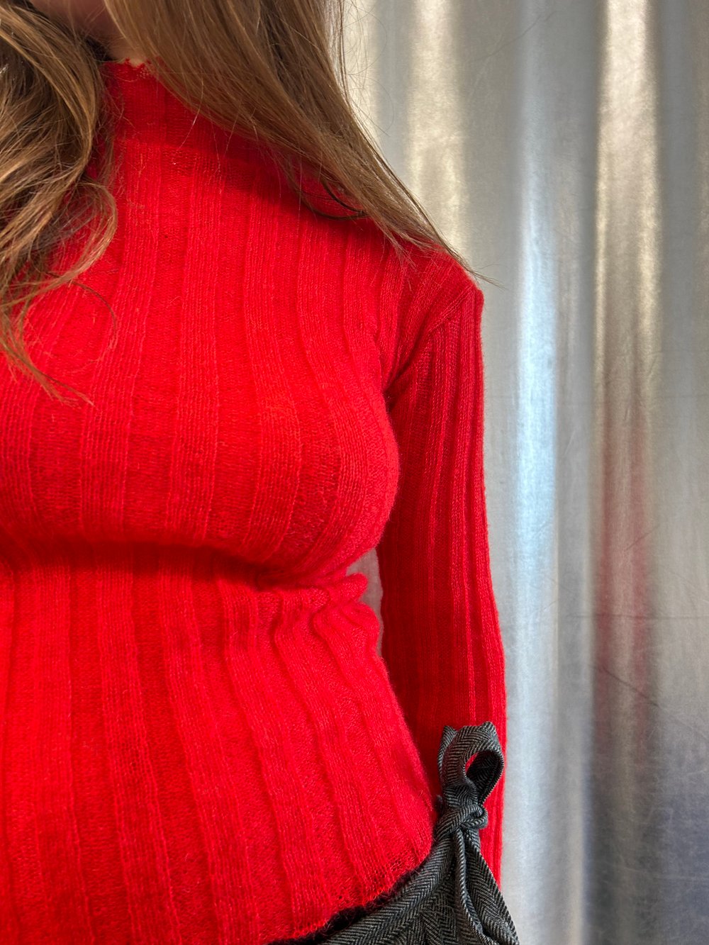 Red long  Sleeve mohair top