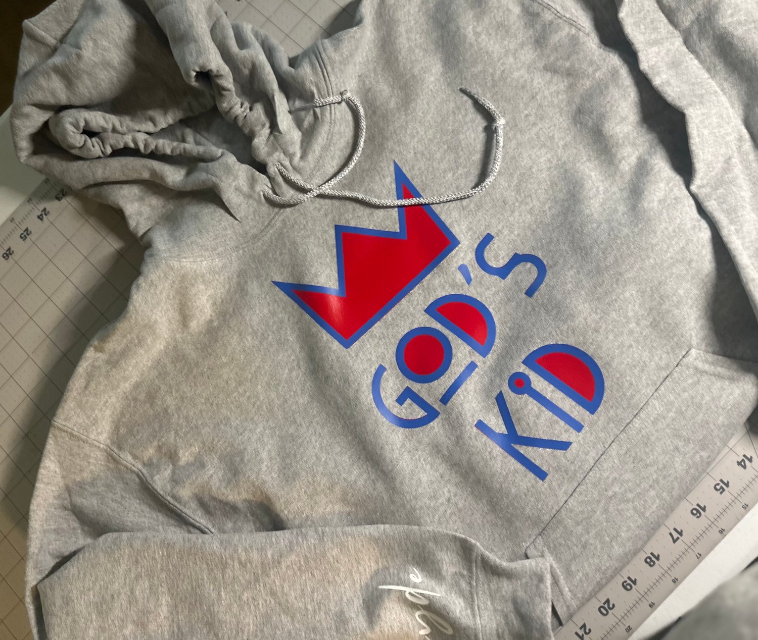 God's Kid Hoodie (Grey, Red and Blue)