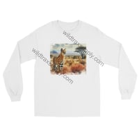 Image 5 of  Standing African Serval Landscape Long Sleeve TShirt