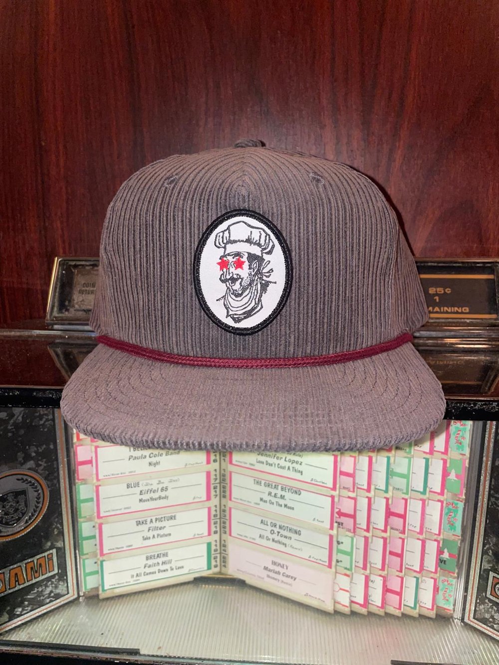 Image of NEW Grey Corduroy Patch Hat