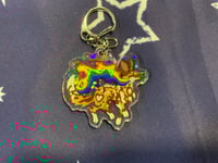 Image 1 of Rainbow African Painted Dog Acrylic Keychain (Subtle Gay Pride)