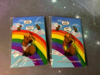 Image 2 of Rainbow Flag and Trans Colored Capybara Acrylic Pins