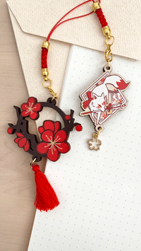 Fox, Plum Blossom Wooden Charm