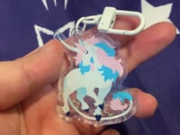 Image 2 of White Unicorn Acrylic Keychain (Subtle Trans Pride)