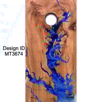 Image 1 of Brackish Wooder Cornhole Boards - Chesapeake Bay Epoxy on Olive Wood - MT3674