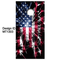 Image 1 of Brackish Wooder Cornhole Boards - Amer. Flag - Fireworks - MT1303