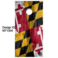 Image 1 of Brackish Wooder Cornhole Boards - MD Flag - Diagonal Barn Wood - MT1304