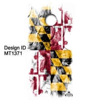 Image 1 of Brackish Wooder Cornhole Boards - MD Flag - Smokey White - MT1371