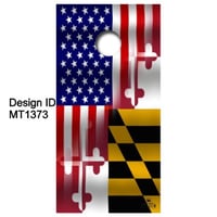 Image 1 of Brackish Wooder Cornhole Boards - USA / MD Flag Split Design - MT1373