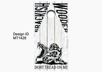 Image 1 of Brackish Wooder Cornhole Boards - Don't Tread on Me - Whitewash Barn Wood - MT1428