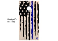 Brackish Wooder Cornhole Boards - Amer. Flag - Thin Blue Line - Distressed - MT1542