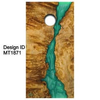 Brackish Wooder Cornhole Boards - River Table on Burl - Thin Aqua Resin - MT1871